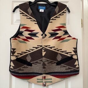 Justin Kraft Southwestern Wool Vest Button Down Aztec Indian Native USA Size L